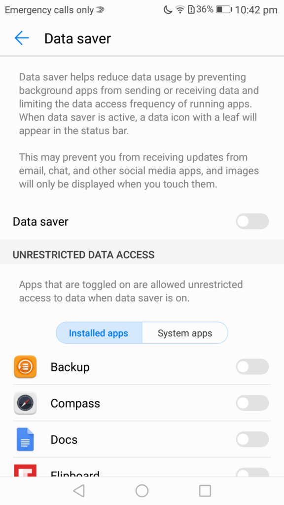 honor 8 lite data saver