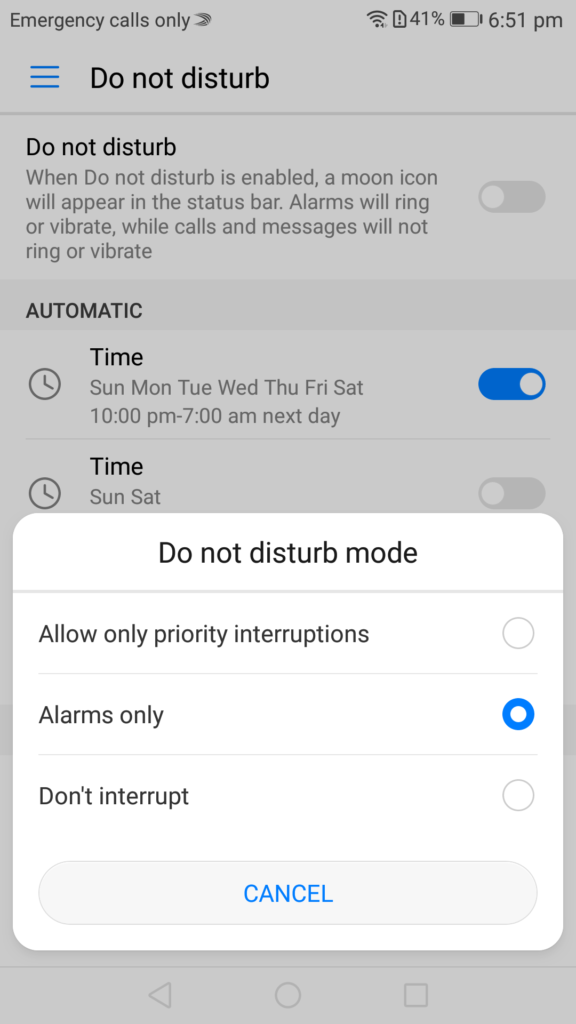 emui do not disturb