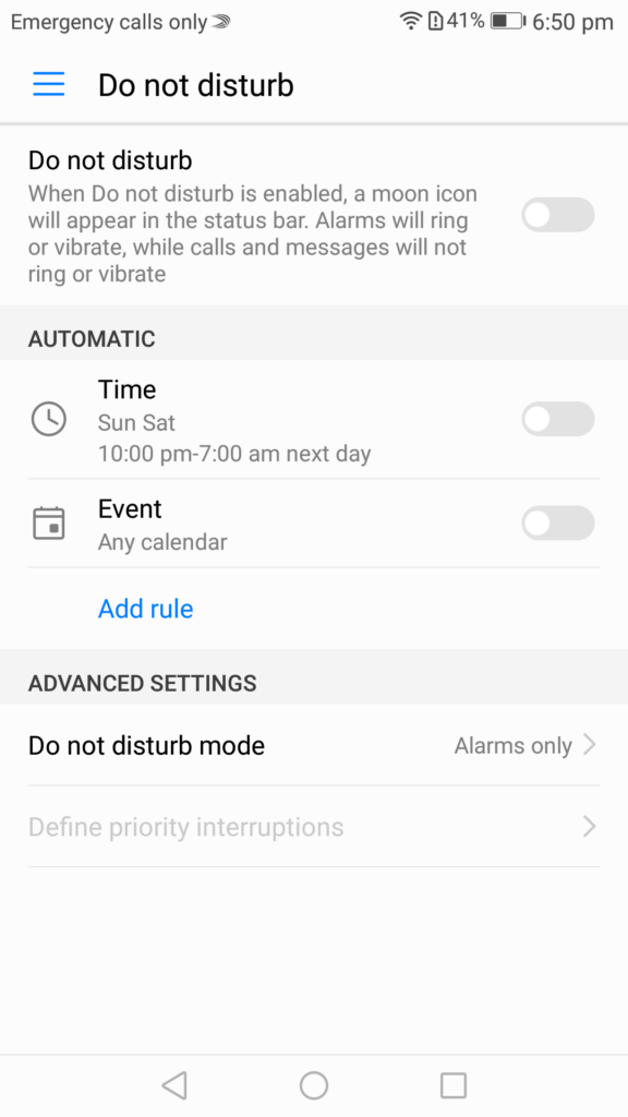 emui do not disturb