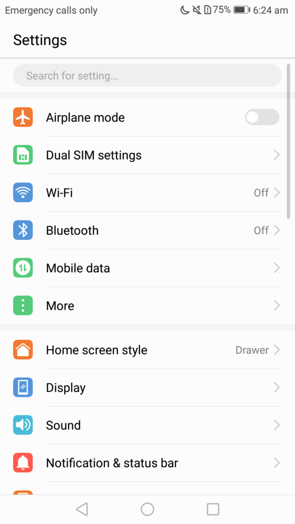 honor 8 lite settings