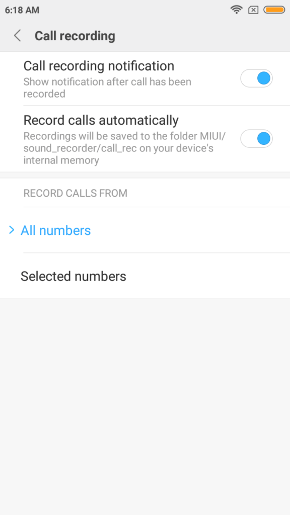 redmi 4a call recording