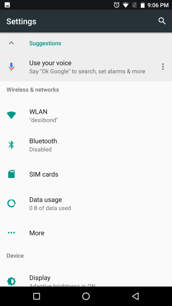 android network settings